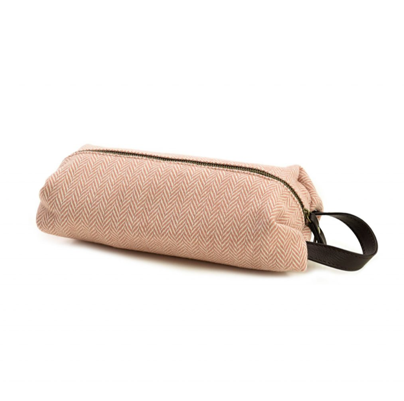 Leckerli Tasche oder Kulturtasche aus rosa Tweed, Leckerlie Beutel - Van Muppen 