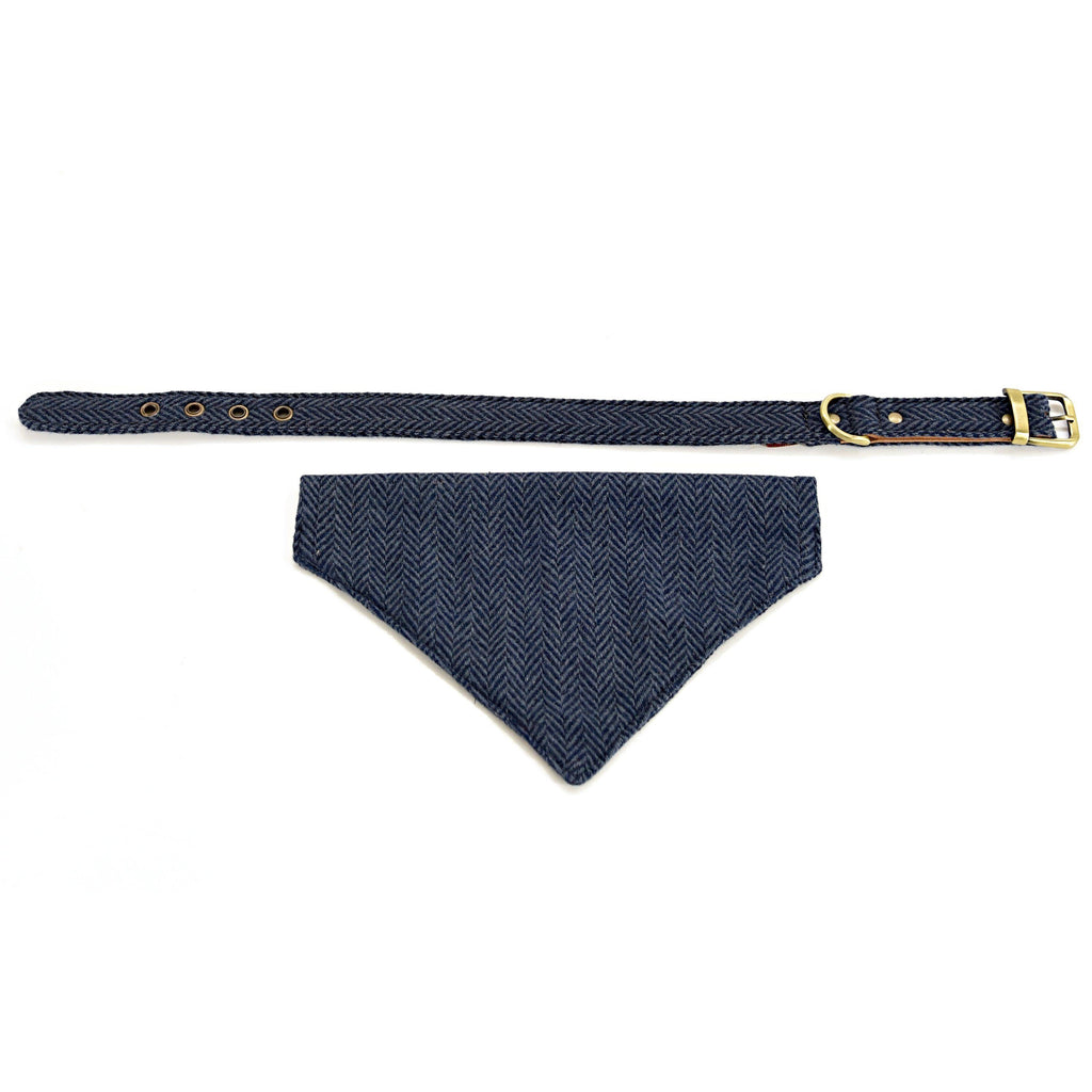 Tweed Halsband mit Dreieckstuch blau, Halsband - Van Muppen 