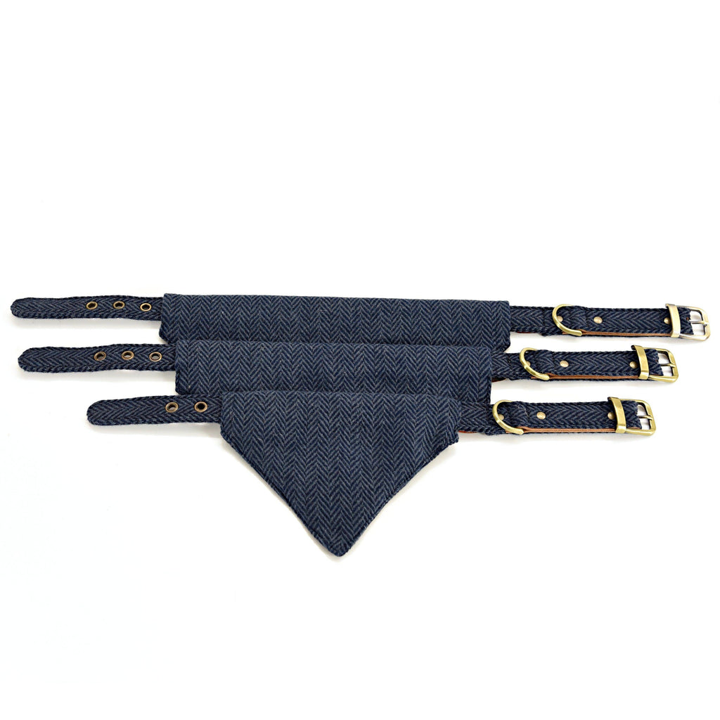 Tweed Halsband mit Dreieckstuch blau, Halsband - Van Muppen 