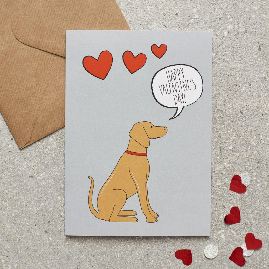 Van Muppnen Valentinskarte mit Vizsla und Herzen 