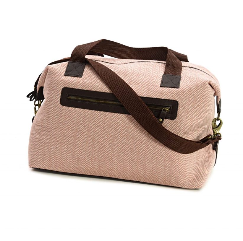 Reisetasche aus rosa Tweed, Hundeplatz - Van Muppen 