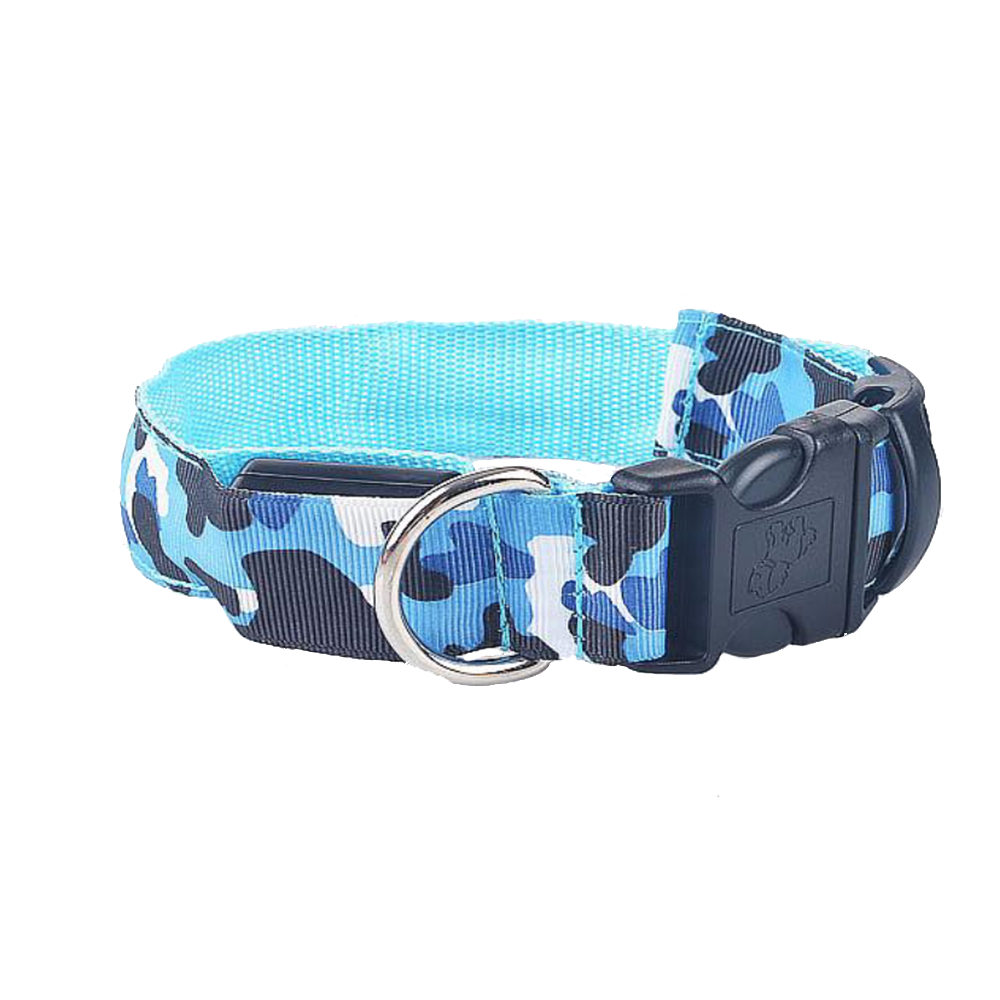 Blaues Camouflages Hundehalsband leuchtend, Halsband - Van Muppen 