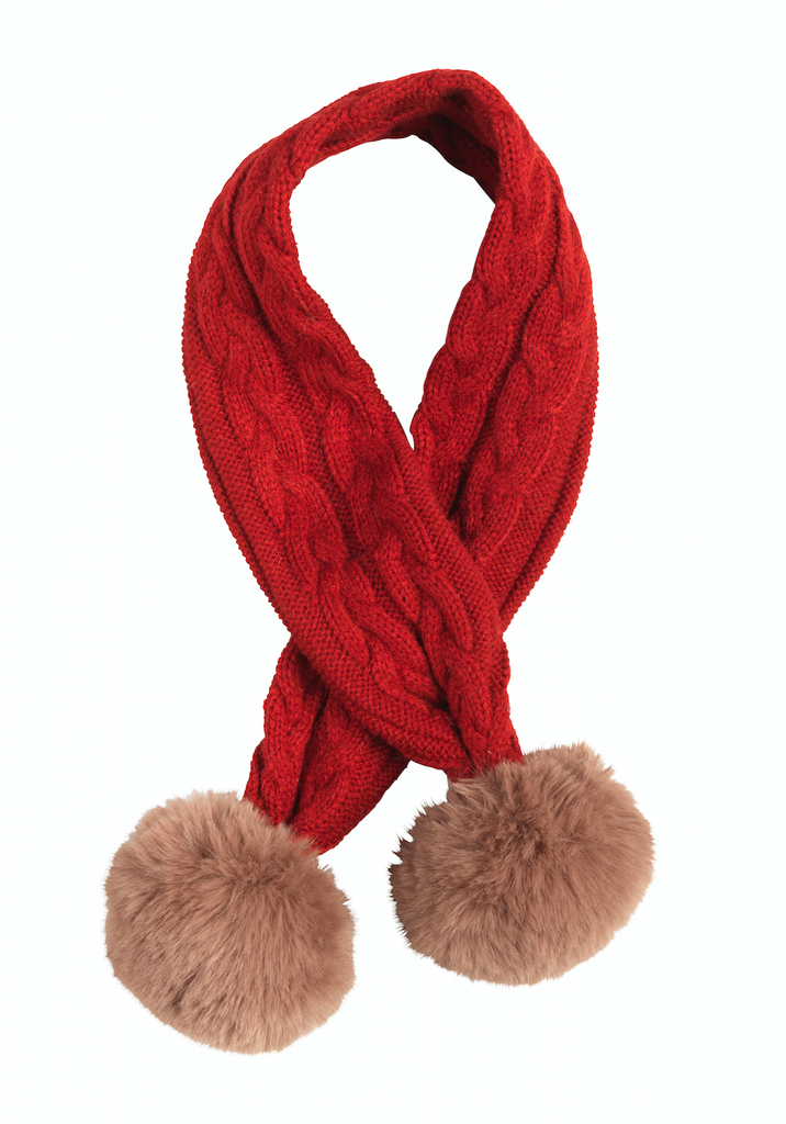 Roter winterlicher Schal mit Bommeln, Schal - Van Muppen 