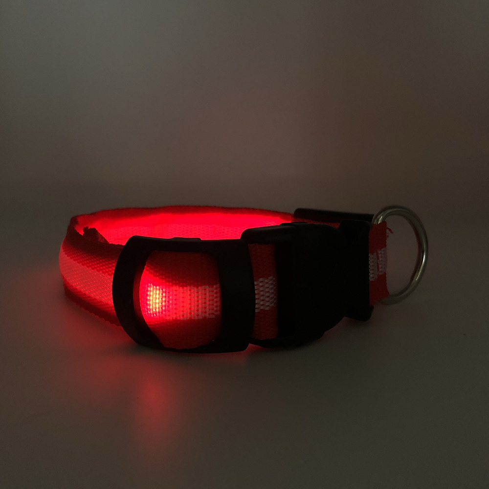 Rotes Hunde Leuchthalsband LED und USB gestreift, Halsband - Van Muppen 