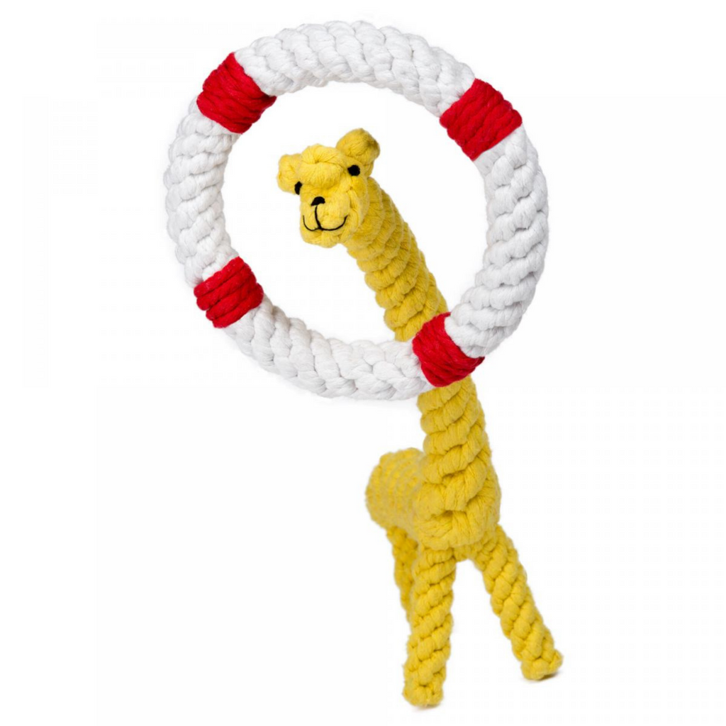 Hundespielzeug Giraffe von Laboni aus BW  mit Rettungsring Spielzeug