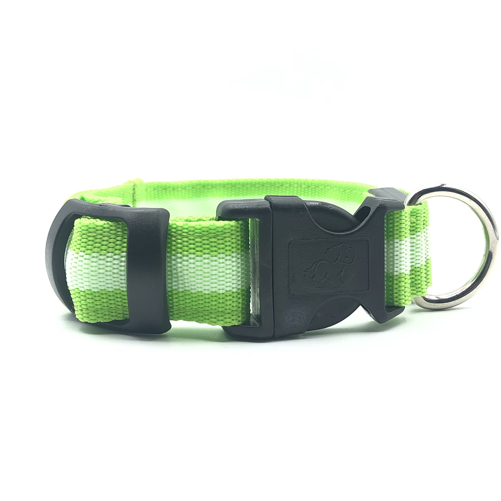LED Leuchthalsband Hund USB grün gestreift, Halsband - Van Muppen 