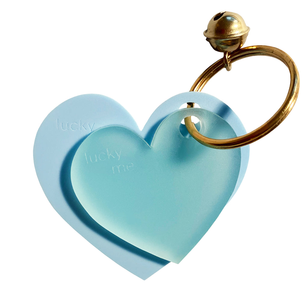 Van Muppen Herz Anhänger in hell blau & blau transpatent aus Acryglas 