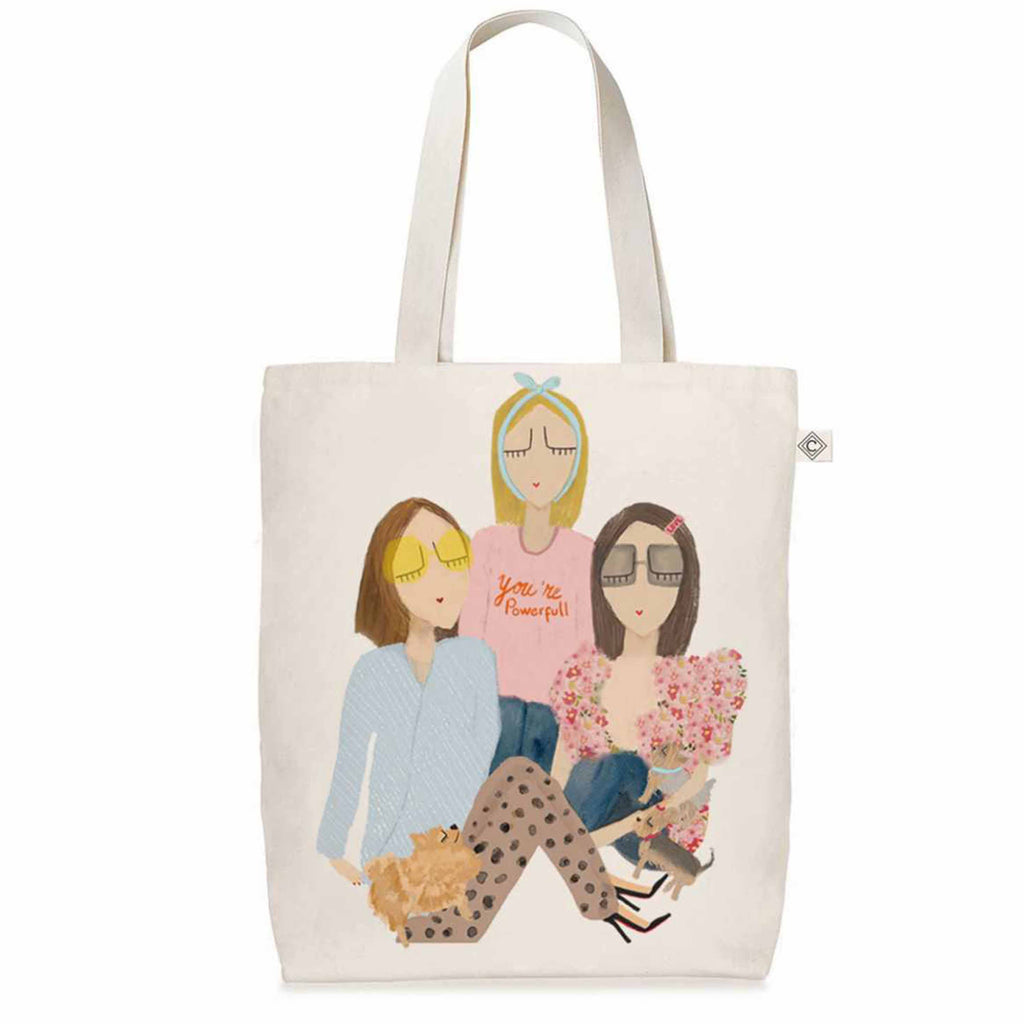 Van Muppen Shopper-Tasche von Nelly Castro mit Ihrer bekannten Mode Illustration. § Mädels und Ihre Hunde. 