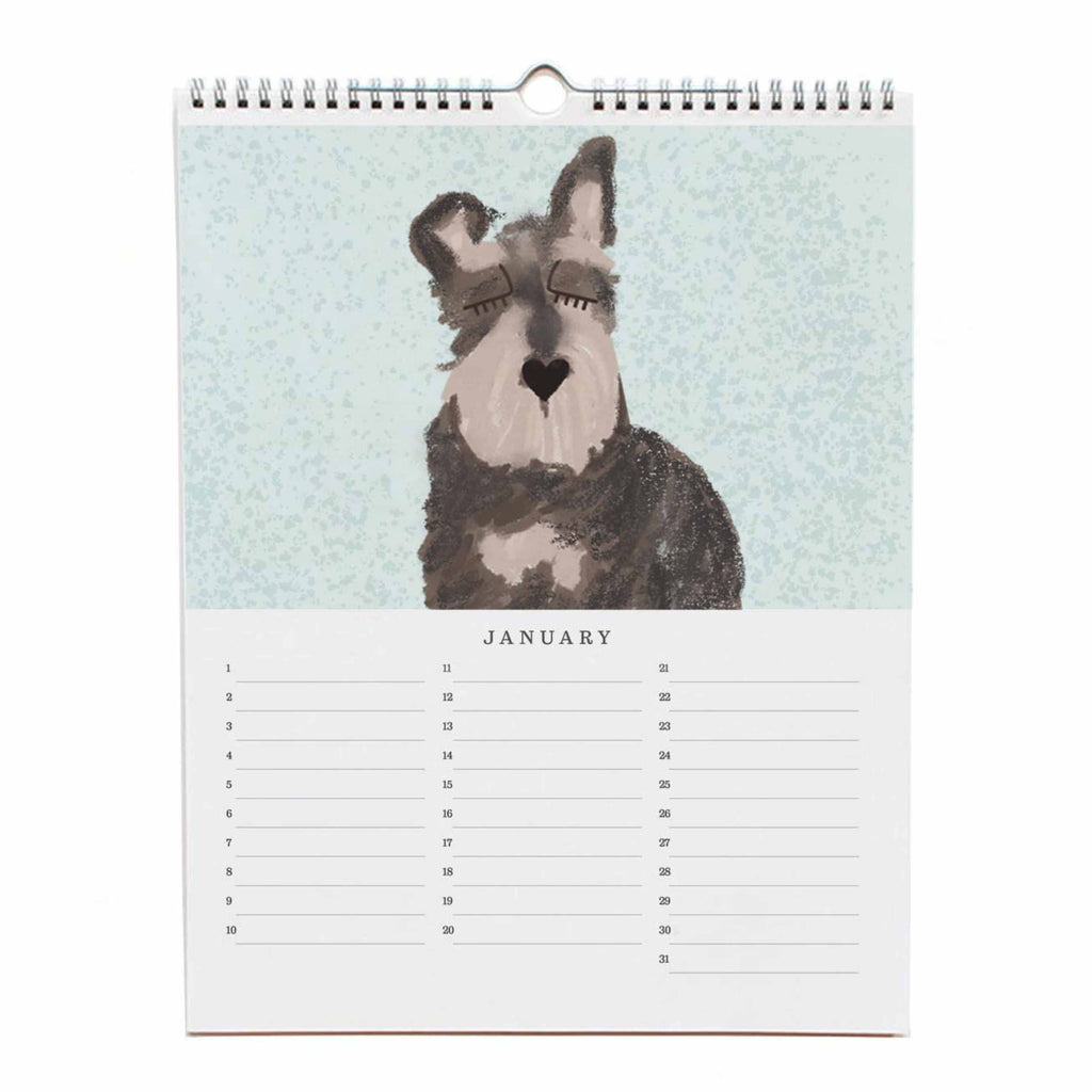 Wandkalender mit Hundemotive - Januar Monat Terrier