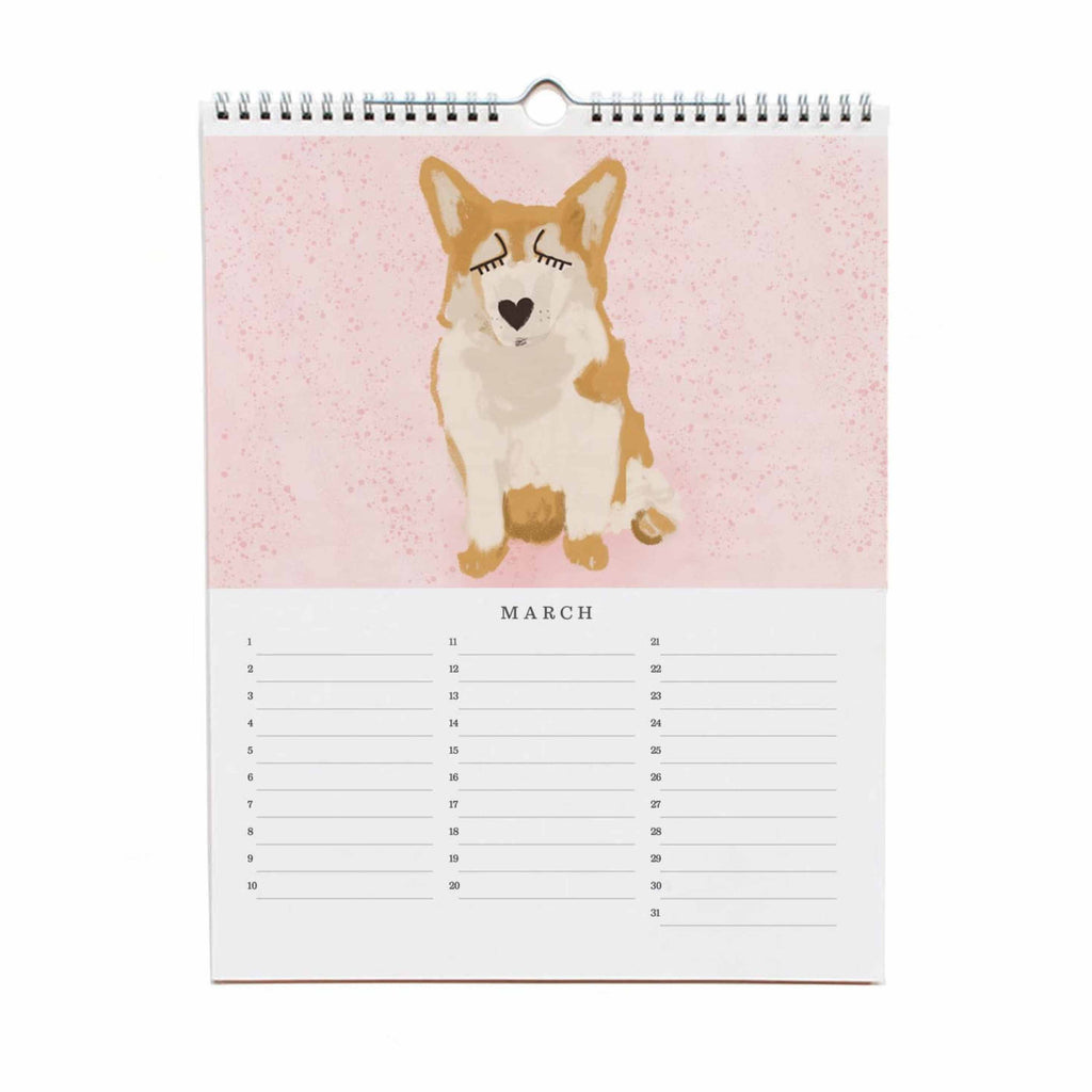 Wandkalender Hundemotvie Illustration Monat März 
