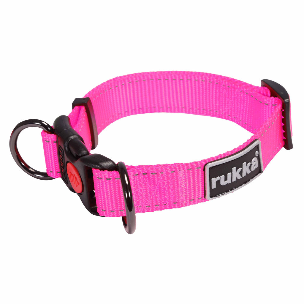 Van Muppen Nylon Hundehalsband Neon Pink leicht und robust. 