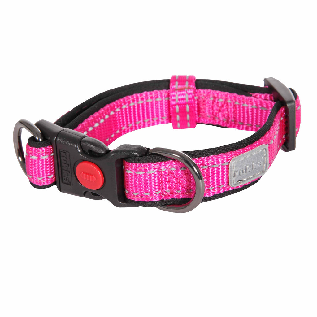 Van Muppen Hundehalsband Nylon mit Neopren in Pink und Klickverschluß. 