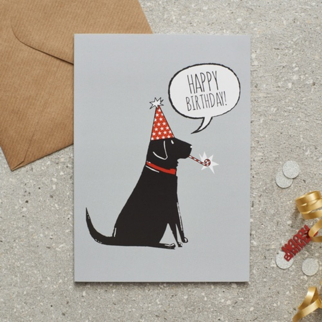 Geburtstagskarte mit schwarzem Labrador Motiv