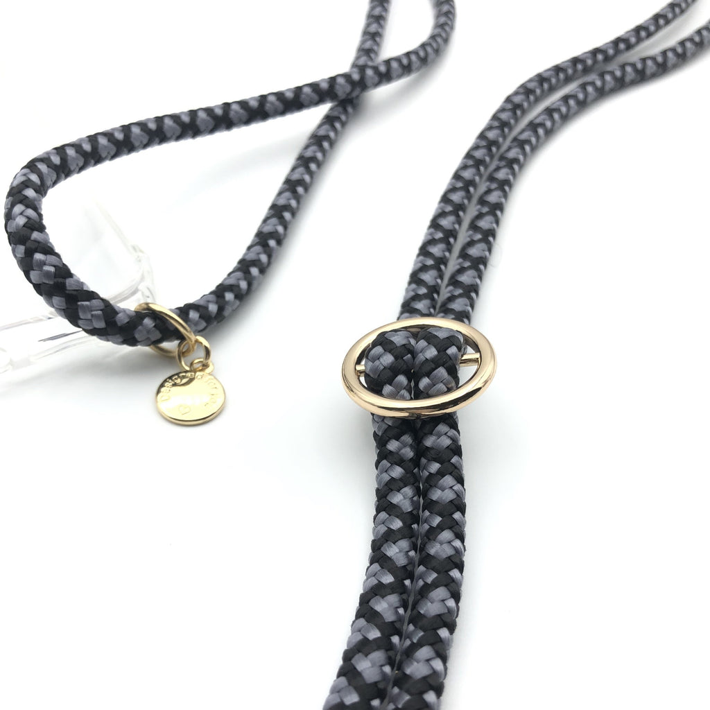 Schwarz graue Handykette - Phone Necklace - ab Modell iPhone 6 bis 11 Pro Max, Handyhülle - Van Muppen 