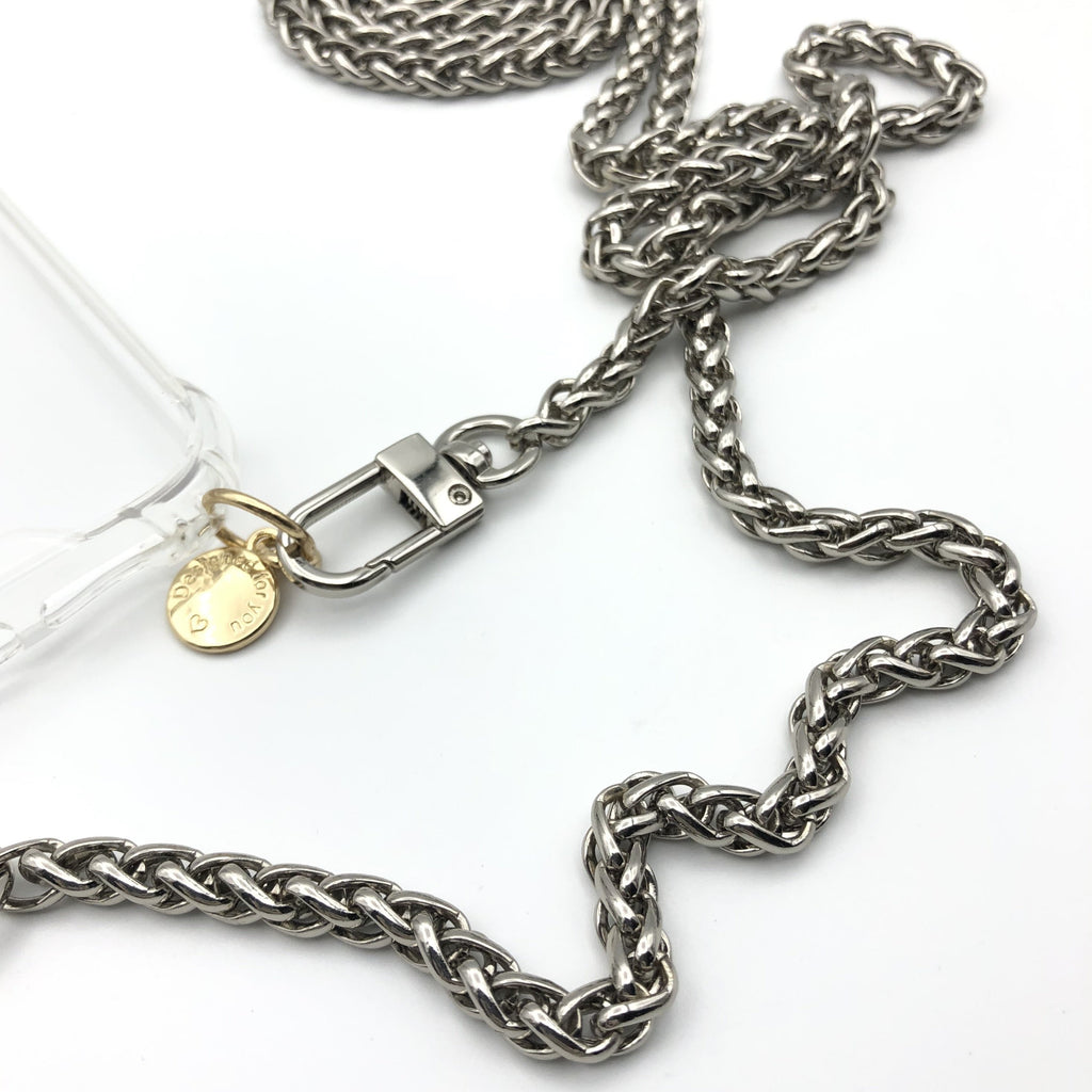 Silberne Gliederkette fürs  Handy - Phone Necklace - iPhone und Samsung, Handyhülle - Van Muppen 