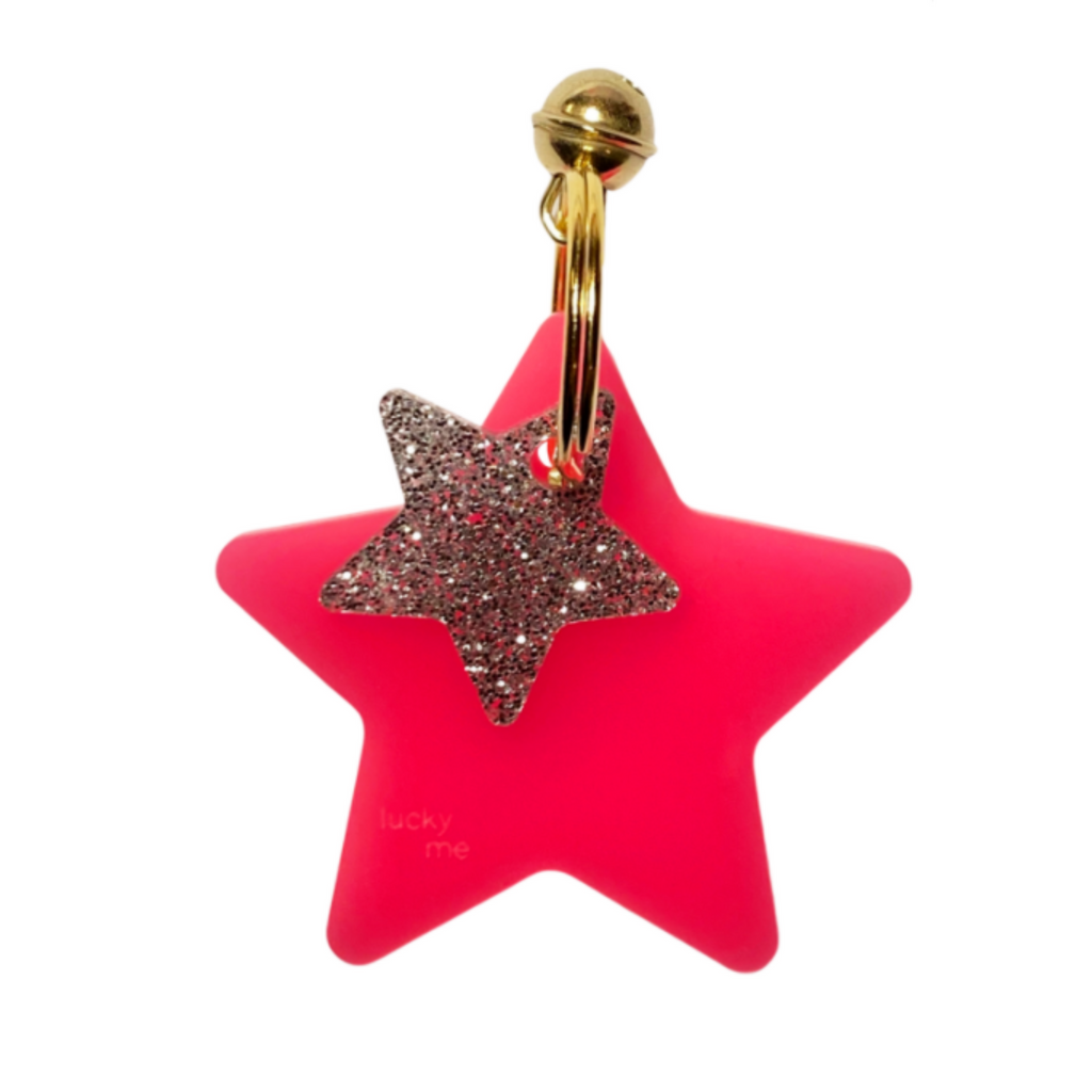 Schlüsselanhänger pink silber in Form eines Sternes 