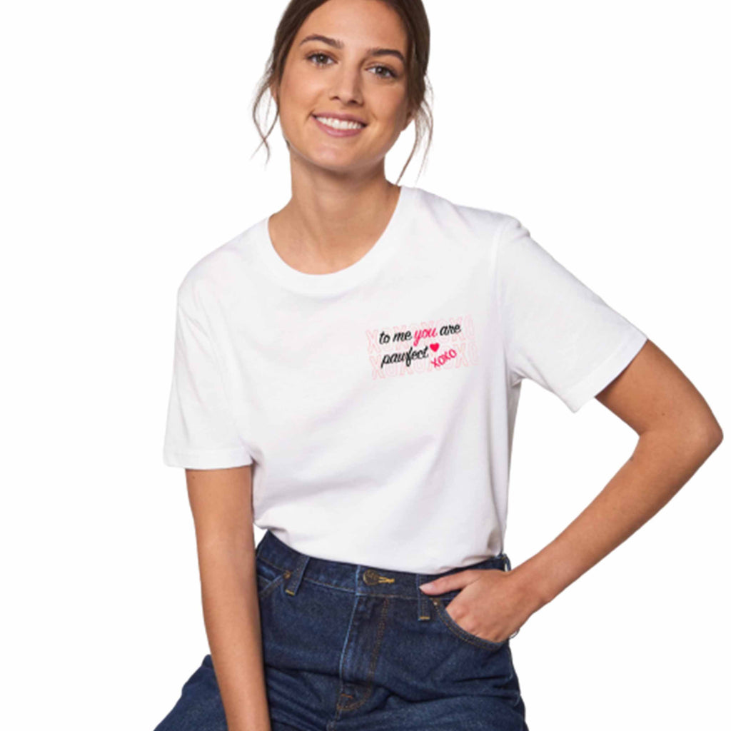 Van Muppen T-Shirt mit dem Druck: XOXO to me you are pawfect und Herz 